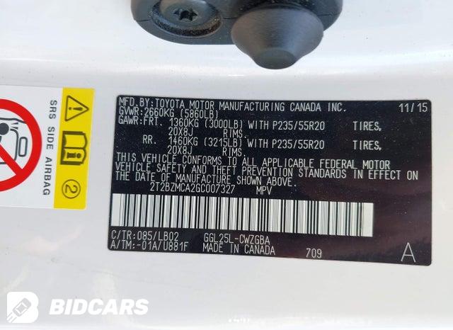 2T2BZMCA2GC007327 2016 Lexus RX photo no. 9