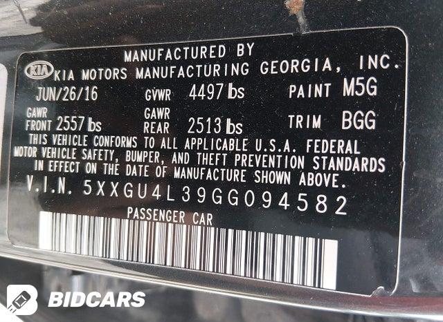 5XXGU4L39GG094582 2016 KIA Optima photo no. 9