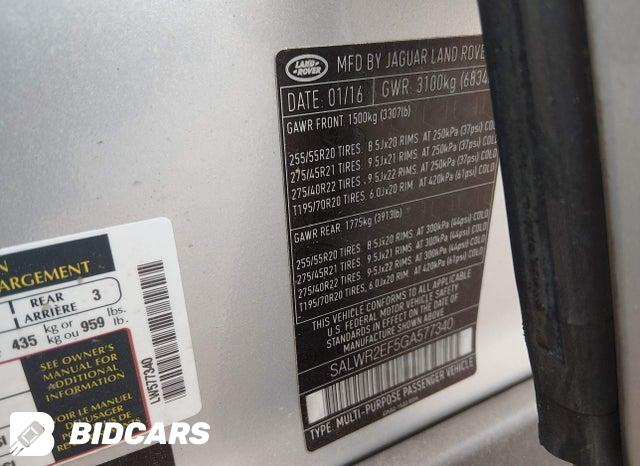 SALWR2EF5GA577340 2016 Land Rover Range Rover photo no. 9