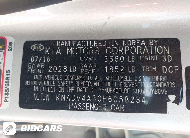 KNADM4A30H6058234 2017 KIA Rio photo no. 9