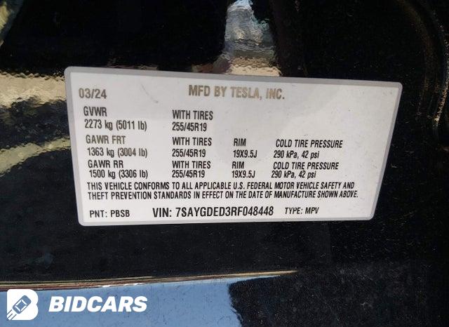 2024 Tesla MODEL Y — VIN 7SAYGDED3RF048448, şəkil 9