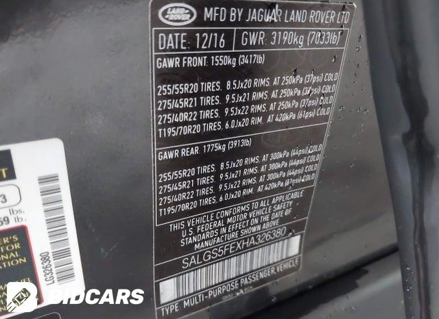 SALGS5FEXHA326380 2017 Land Rover Range Rover photo no. 9