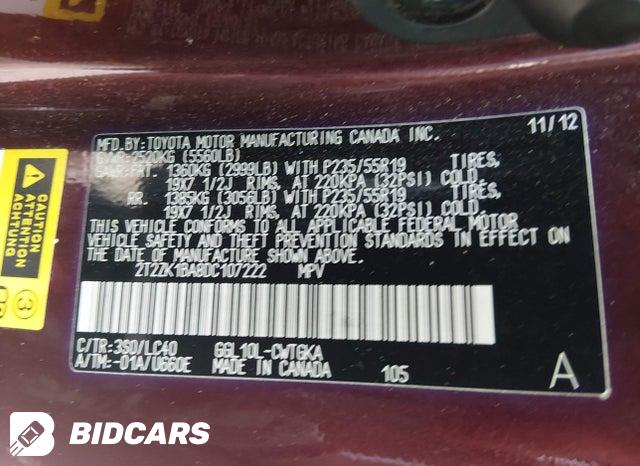2T2ZK1BA8DC107222 2013 Lexus RX photo no. 9