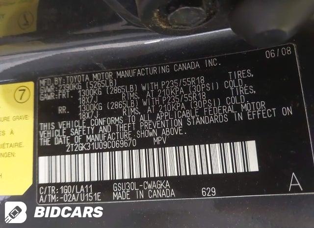 2T2GK31U09C069670 2009 Lexus RX photo no. 9