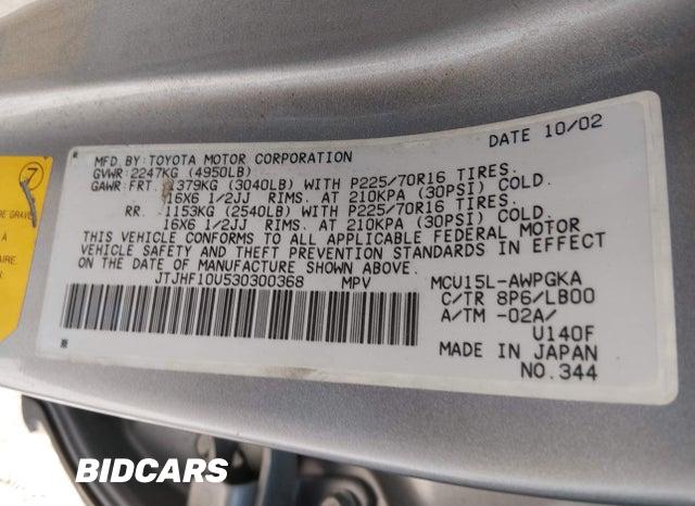 JTJHF10U530300368 2003 Lexus RX photo no. 9