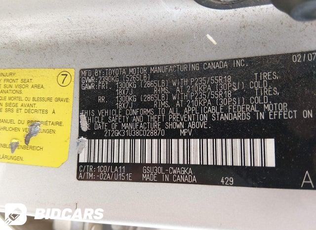 2T2GK31U38C028870 2008 Lexus RX photo no. 9