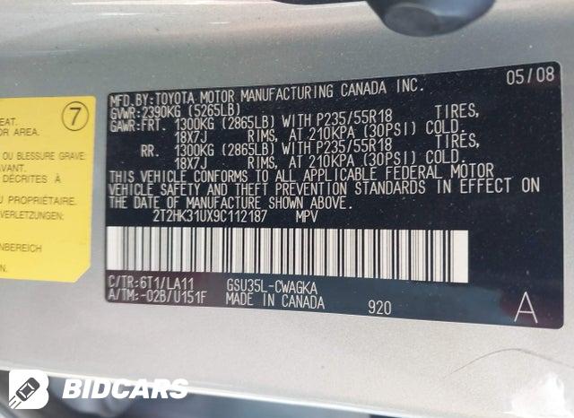 2T2HK31UX9C112187 2009 Lexus RX photo no. 9