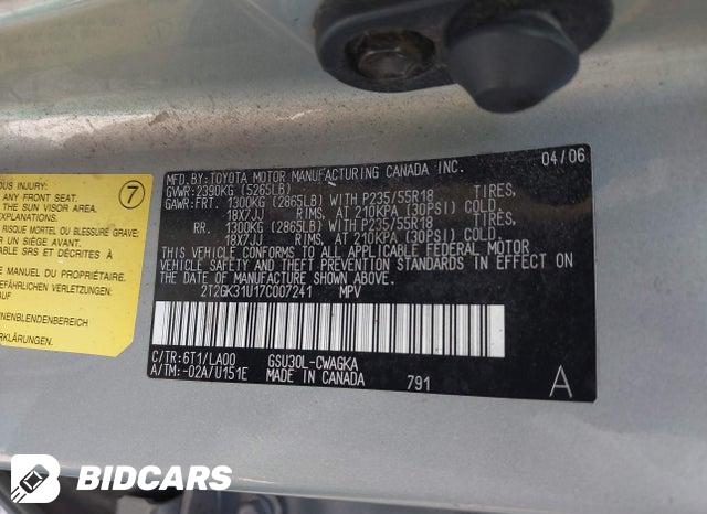 2T2GK31U17C007241 2007 Lexus RX photo no. 9