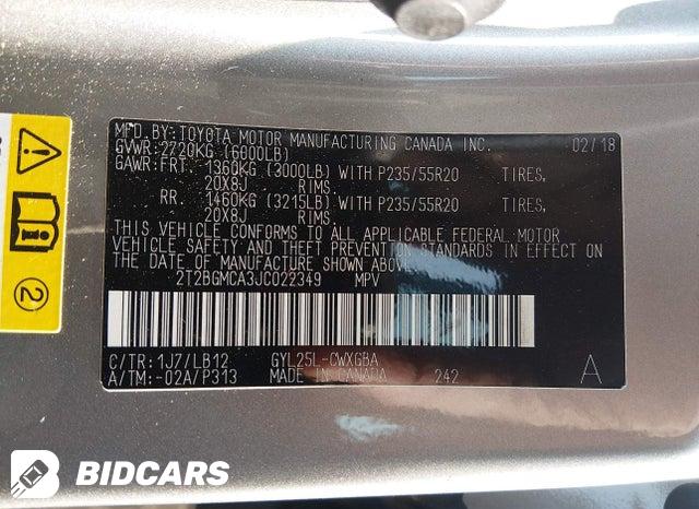 2T2BGMCA3JC022349 2018 Lexus RX photo no. 9