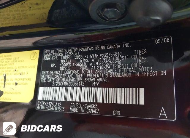 2T2GK31U49C066142 2009 Lexus RX photo no. 9