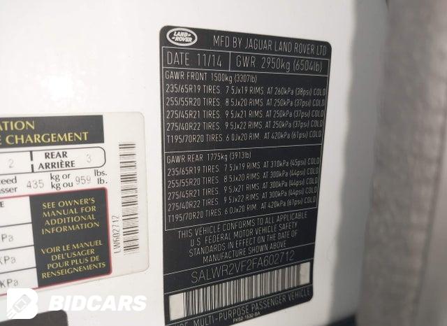 SALWR2VF2FA602712 2015 Land Rover Range Rover photo no. 9