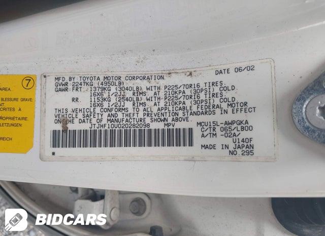 JTJHF10U020282098 2002 Lexus RX photo no. 9