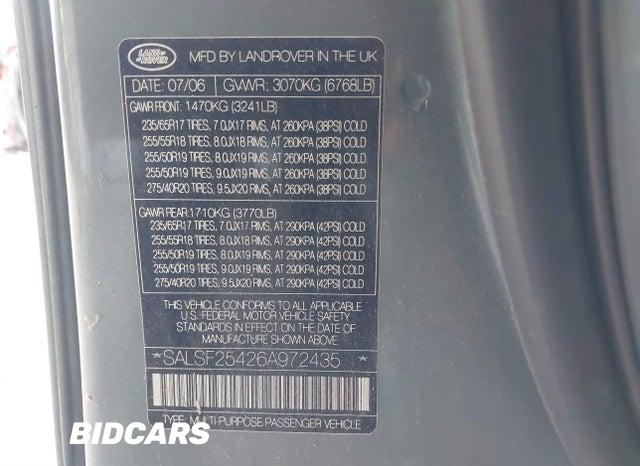 SALSF25426A972435 2006 Land Rover Range Rover photo no. 9