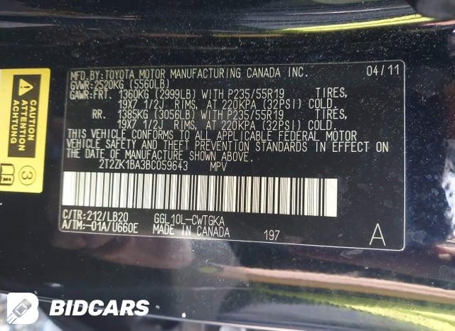 2T2ZK1BA3BC059643 2011 Lexus RX photo no. 9