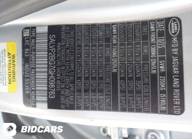 SALVP2BG7GH098763 2016 Land Rover Range Rover photo no. 9