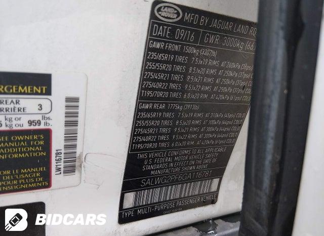 SALWG2PF6GA116781 2016 Land Rover Range Rover photo no. 9
