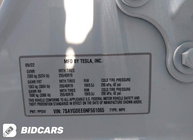7SAYGDEE6NF561065 2022 Tesla Model Y photo no. 9