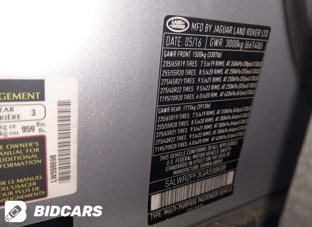 SALWR2PF3GA598698 2016 Land Rover Range Rover photo no. 9