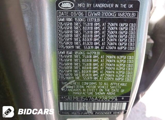 SALME15476A228299 2006 Land Rover Range Rover photo no. 9