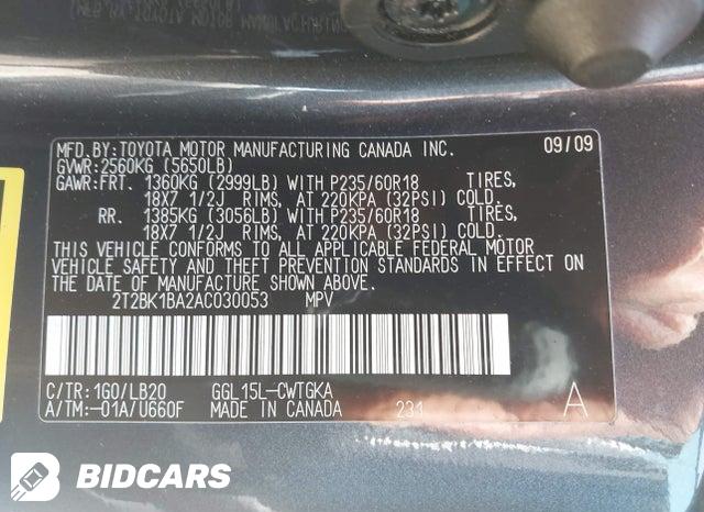 2T2BK1BA2AC030053 2010 Lexus RX photo no. 9