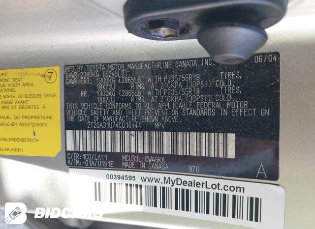 2T2GA31U74C016444 2004 Lexus RX photo no. 9