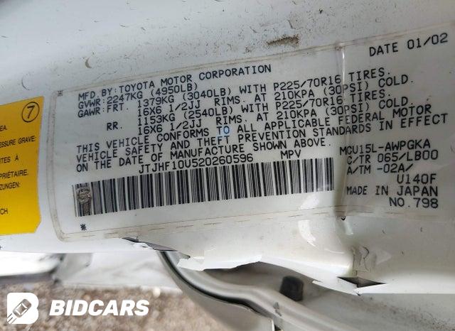 JTJHF10U520260596 2002 Lexus RX photo no. 9