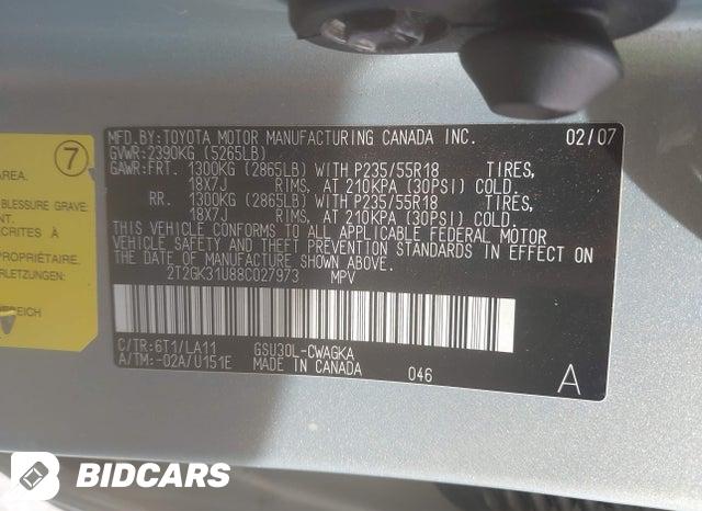 2T2GK31U88C027973 2008 Lexus RX photo no. 9