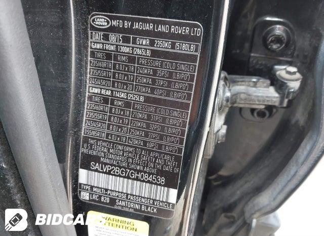 SALVP2BG7GH084538 2016 Land Rover Range Rover photo no. 9