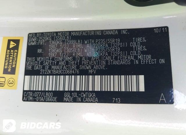 2T2ZK1BA9CC068476 2012 Lexus RX photo no. 9