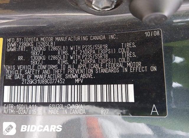 2T2GK31U89C077452 2009 Lexus RX photo no. 9