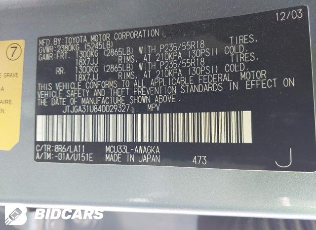 JTJGA31U840029327 2004 Lexus RX photo no. 9