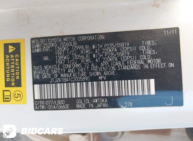 JTJZK1BA1C2005890 2012 Lexus RX photo no. 9