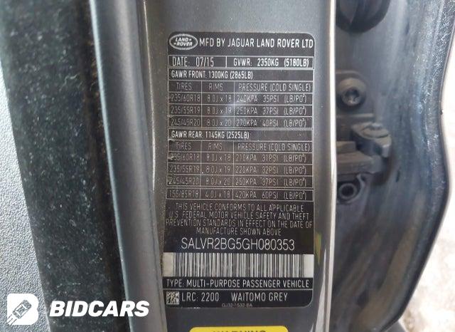 SALVR2BG5GH080353 2016 Land Rover Range Rover photo no. 9