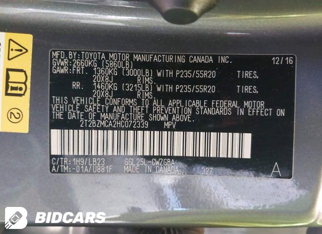 2T2BZMCA2HC072339 2017 Lexus RX photo no. 9