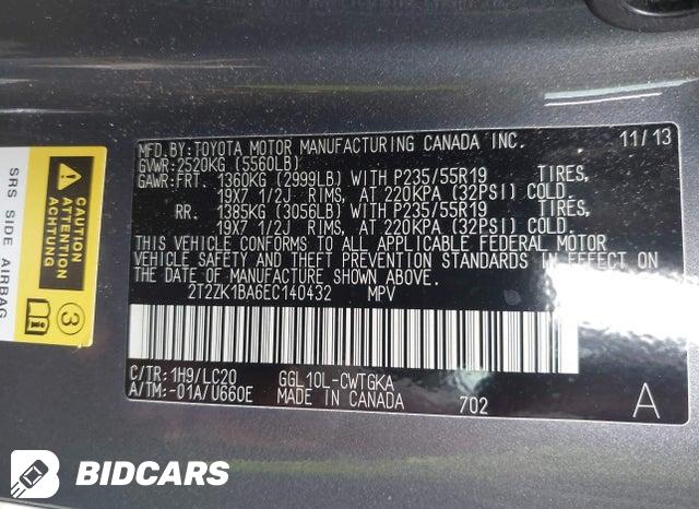 2T2ZK1BA6EX140432 2014 Lexus RX photo no. 9