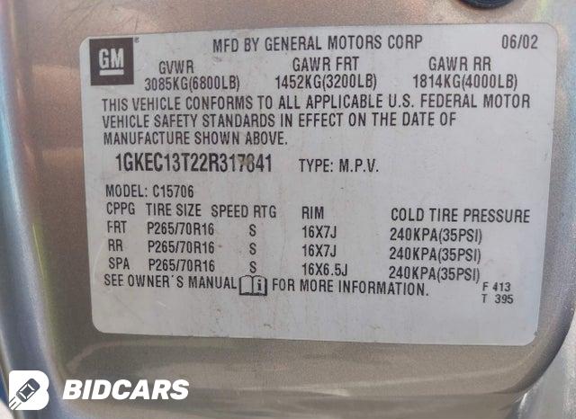 1GKEC13T22R317841 2002 GMC Yukon photo no. 9
