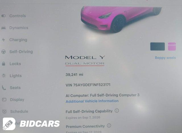2022 Tesla MODEL Y — VIN 7SAYGDEF1NF523171, şəkil 7