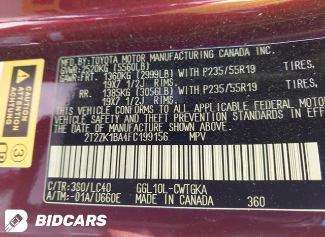 2T2ZK1BA4FC199156 2015 Lexus RX photo no. 9