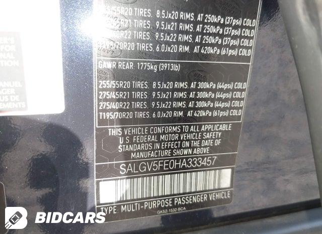 2017 Land Rover Range Rover — VIN SALGV5FE0HA333457, şəkil 9