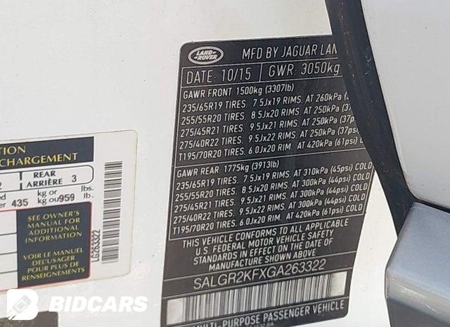 SALGR2KFXGA263322 2016 Land Rover Range Rover photo no. 9