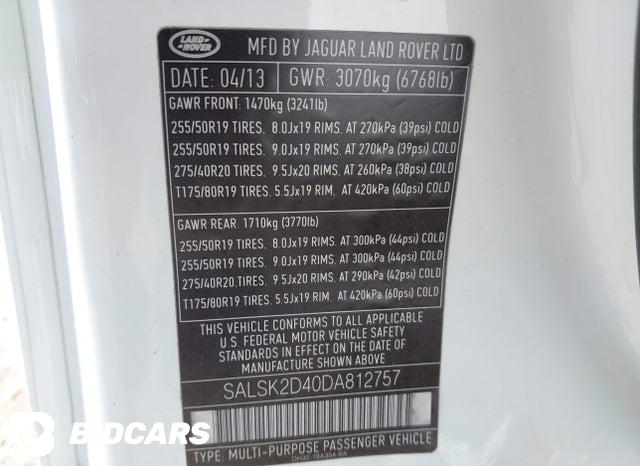 SALSK2D40DA812757 2013 Land Rover Range Rover photo no. 9
