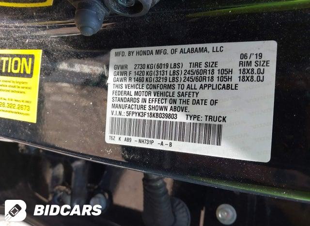 2019 Honda Ridgeline — VIN 5FPYK3F18KB039803, şəkil 8