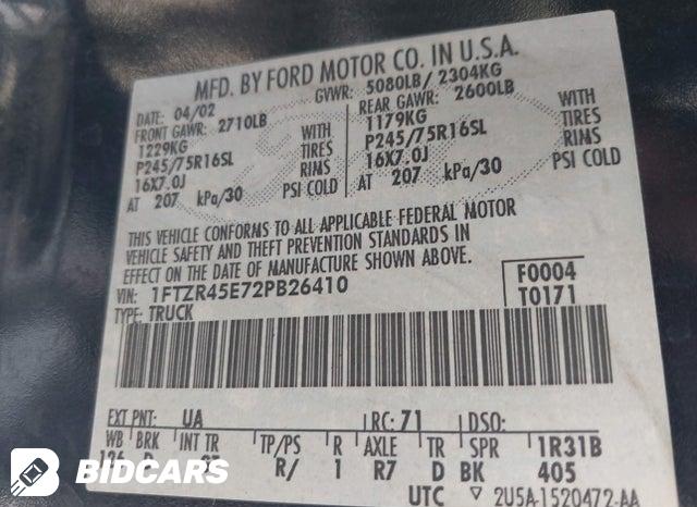 1FTZR45E72PB26410 2002 Ford Ranger photo no. 9