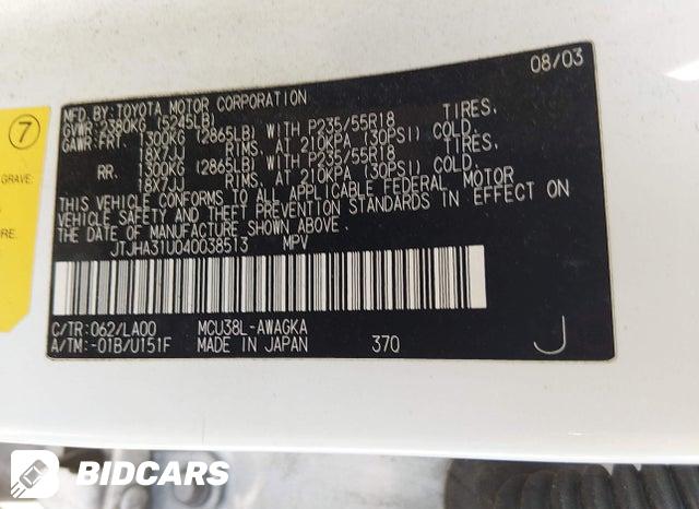 JTJHA31U040038513 2004 Lexus RX photo no. 9
