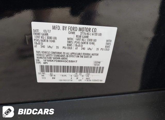 1FM5K7D80HGC55917 2017 Ford Explorer photo no. 9