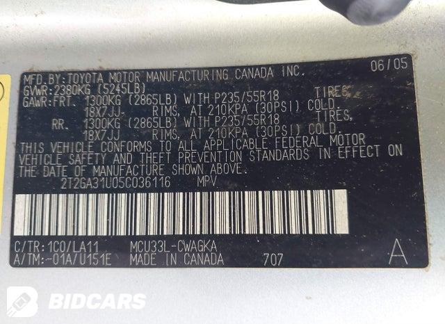 2T2GA31U05C036116 2005 Lexus RX photo no. 9