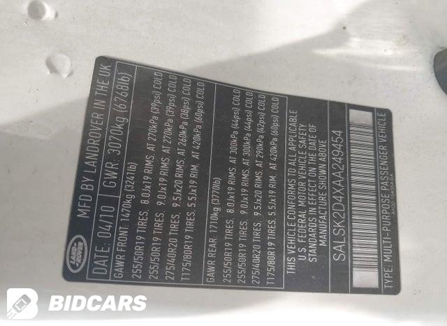 SALSK2D4XAA249454 2010 Land Rover Range Rover photo no. 9
