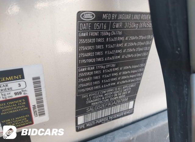 SALGS2EF9GA297994 2016 Land Rover Range Rover photo no. 9