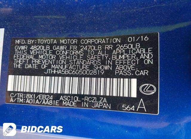 2016 Lexus RC — VIN JTHHA5BC6G5002819, şəkil 9