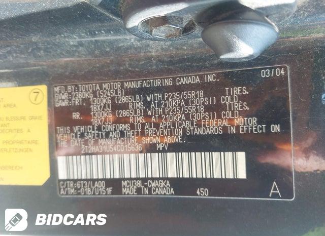 2T2HA31U54C015636 2004 Lexus RX photo no. 9